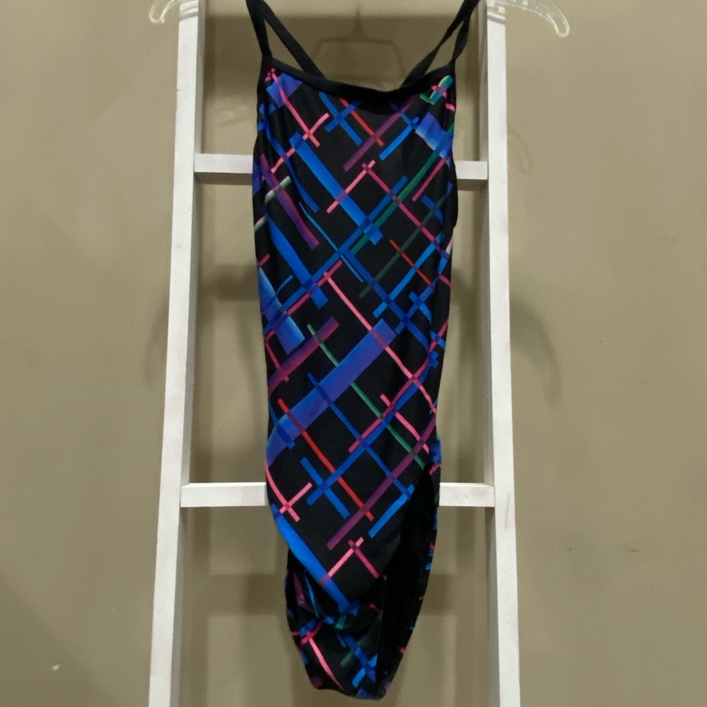 Adoretex One Piece Swimsuit Size 30 Black Multi Color Geometric Print